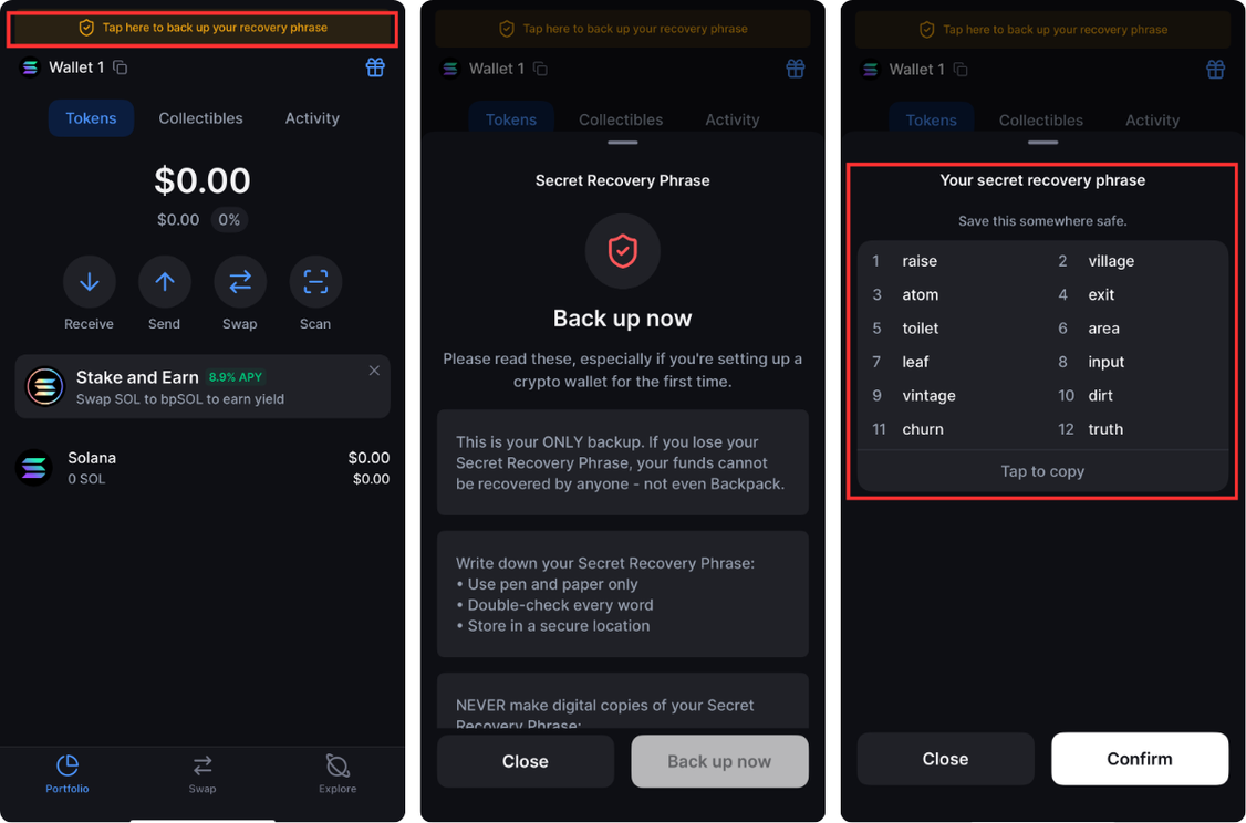 Backpack Wallet unified crypto wallet