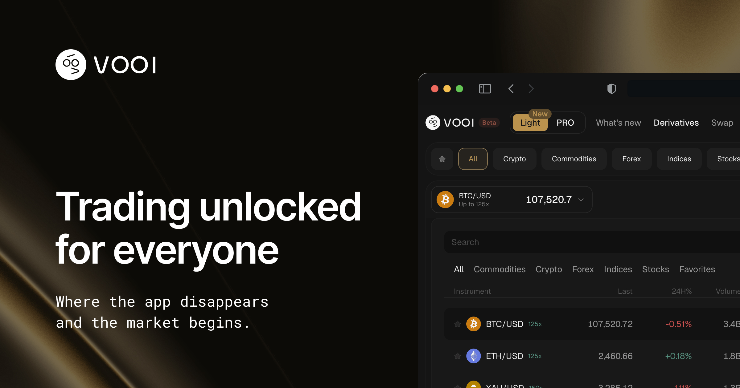 VOOI OneBalance unified wallet interface