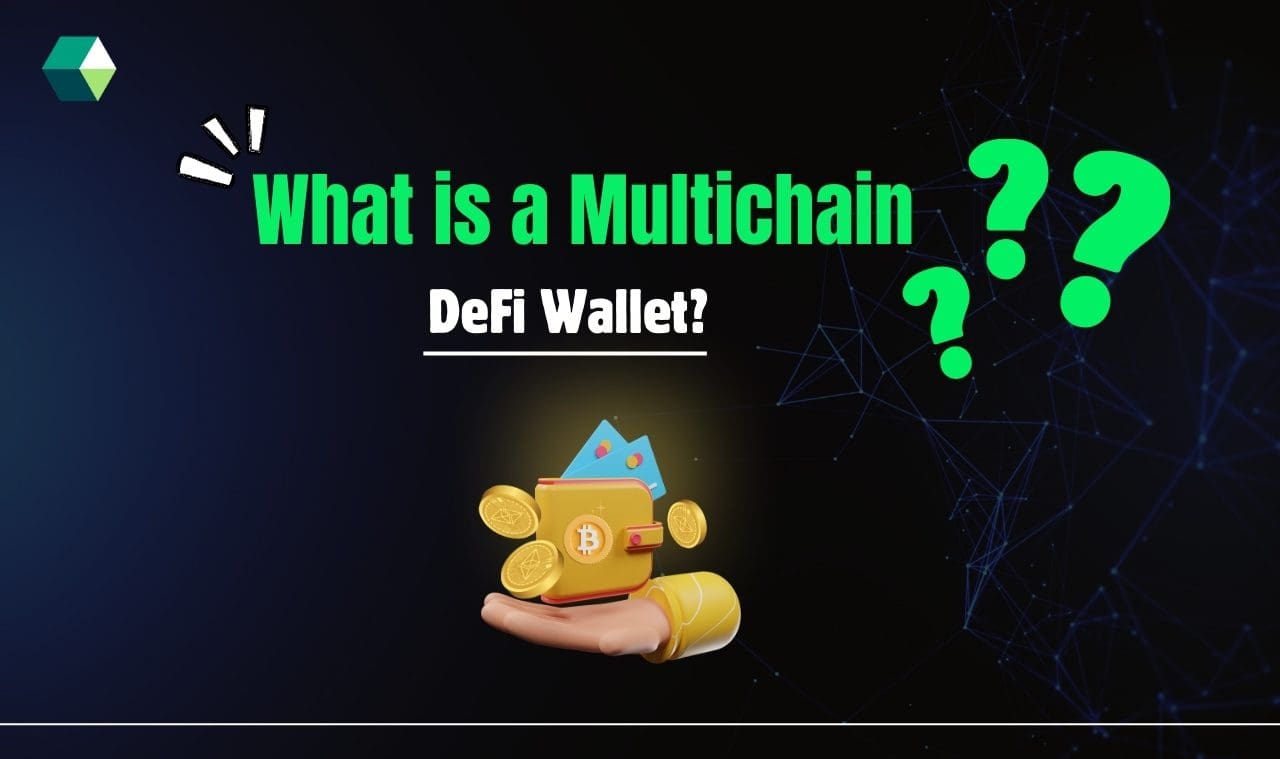 User managing multiple blockchains through a unified DeFi wallet interface illustration