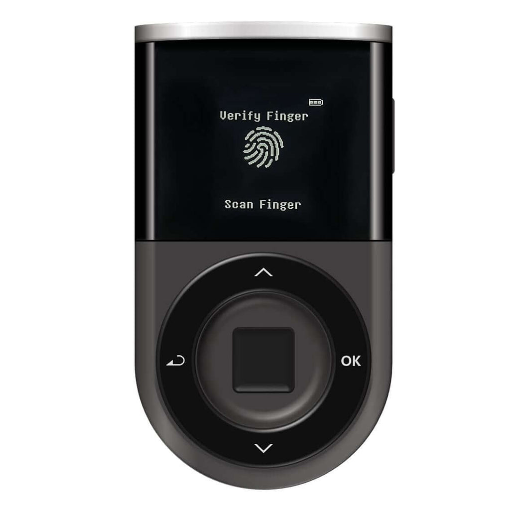 Crypto hardware wallet card with biometric fingerprint sensor